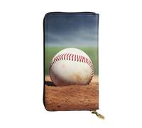 HCBPWVQA Portefeuille en cuir pour homme et femme - Grand porte-cartes de crédit - Portefeuille de baseball avec fermeture éclair - Support de téléphone - Long sac à main de voyage - Noir - Taille