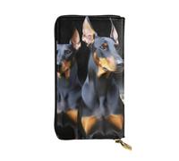 HCBPWVQA Portefeuille en cuir pour homme et femme - Grand porte-cartes de crédit - Portefeuille Doberman avec fermeture éclair - Support de téléphone - Long sac à main de voyage - Noir - Taille unique