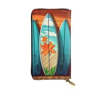 HCBPWVQA Portefeuille en cuir pour homme et femme - Grand porte-cartes de crédit - Portefeuille en bois avec fermeture éclair - Support de téléphone - Long sac à main de voyage - Noir - Taille unique