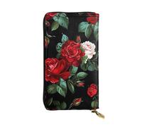HCBPWVQA Portefeuille en cuir pour homme et femme - Grand porte-cartes de crédit - Portefeuille rose avec fermeture éclair - Support de téléphone - Long sac à main de voyage - Noir - Taille unique -