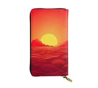 HCBPWVQA Portefeuille en cuir pour homme et femme - Grand porte-cartes de crédit - Rouge - Avec fermeture éclair - Support de téléphone - Long sac à main de voyage - Noir - Taille unique -