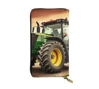 HCBPWVQA Portefeuille en cuir pour homme et femme - Grand porte-cartes de crédit sur le thème du tracteur - Avec fermeture éclair - Support de téléphone - Long sac à main de voyage - Noir - Taille
