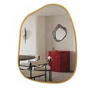 HCBUTAE Irrégulier Miroir Mural de Maquillage, sans éclairage LED/ou avec 3-colorées lumières, Grand Miroir décoratif de Salle de Bain éclairé, étanche et antidéflagrant(Gold (No LED),40 * 60 cm)