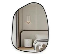 HCBUTAE Irrégulier Miroir Mural de Maquillage, sans éclairage LED/ou avec 3-colorées lumières, Grand Miroir décoratif de Salle de Bain éclairé, étanche et antidéflagrant(Black (No LED),40 * 60 cm)