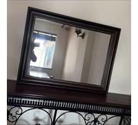 HCBUTAE Miroir Rectangulaire rétro, Grand Miroir de Toilette Mural, Vertical/Horizontal, Cadre en résine, Imitation Bois Texture, pour Porche, Chambre, Bureau, Salle de Bain(Dark Wood,50 * 70 cm)
