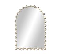 HCBUTAE Mural Miroir de Maquillage de Salle de Bain arqué, Forme de Porte, Verre + Fer + résine, 64x94 cm, Miroir de Table, miroirs décoratifs rétro entrée Salon(Champagne Silver)