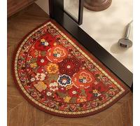 HCBUTAE Tapis de Bain Demi-Lune en Boue de diatomée, Tapis de Sol rétro, Tapis de Porte à Absorption d'eau et à séchage Rapide, antidérapant, Lavable, Rouge