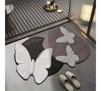 HCBUTAE Tapis de Bain, paillasson de Sol, paillasson extérieur Avant antidérapant, Dos en Caoutchouc imperméable, Doux(White Butterflies,40 * 60 cm)