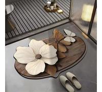 HCBUTAE Tapis de Bain, paillasson de Sol, paillasson extérieur Avant antidérapant, Dos en Caoutchouc imperméable, Doux(White Flowers,60 * 90 cm)