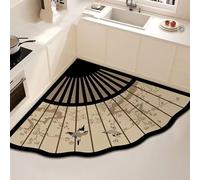 HCBUTAE Tapis de Sol de Cuisine, Tapis de Bain antidérapant, Grand paillasson de 50 à 140 cm en Option, Forme d'éventail Pliable, Style rétro Chinois