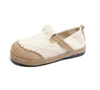 HCDZF brodé Femmes Casual Lin Coton Slip-on Chaussures Plates Marche Conduite Mocassins,Blanc,40 EU