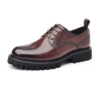 HCDZF Chaussures habillées Classiques pour Hommes, Confortables, à Lacets, pour Mariage et Affaires, en Cuir,Marron,38 EU
