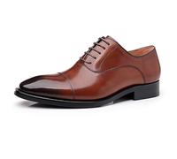 HCDZF Chaussures Oxford habillées pour Hommes, Classiques à Lacets, pour Mariage, Bureau et fêtes,Marron,38 EU