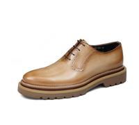 HCDZF Chaussures Richelieu pour Hommes, Chaussures Derby décontractées, Chaussures Formelles Classiques en Cuir à Lacets pour Mariage, Bureau,Beige,37 EU