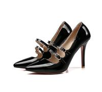HCDZF Escarpins à Bout Pointu pour Femmes de Style Mary Jane - Talons Aiguilles élégants pour Mariage, fête et Chaussures de Bureau,Noir,36 EU