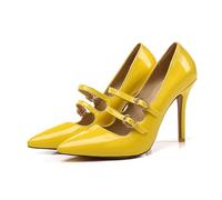 HCDZF Escarpins à Bout Pointu pour Femmes de Style Mary Jane - Talons Aiguilles élégants pour Mariage, fête et Chaussures de Bureau,Jaune,43 EU