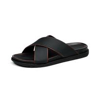 HCDZF Sandales en Cuir pour Hommes à lanières croisées, élégantes Mules à croisements, Chaussures d'été décontractées pour la Plage, à Porter à l'intérieur et à l'extérieur,Noir,43.5 EU