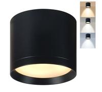 HCFEI 1x Spot en saillie noir, extra plat et IP44, Ø85x70 mm, spot de plafond en saillie avec module LED 5W 230V 3000K/4000K/6500K, spot plafond, projecteur en saillie, projecteur de plafond apparent
