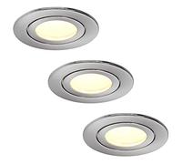 HCFEI IP44 Dimmable LED Spot Encastrable Argent | Aussi pour Salle de Bains | 5W 230V | Lot de 3 Spots | Blanc chaud