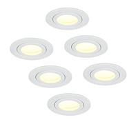 HCFEI IP44 Dimmable LED Spot Encastrable Blanc | Aussi pour Salle de Bains | 5W 230V | Lot de 6 Spots | Blanc Chaud