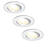 HCFEI Lot 3 Spots LED Encastrables GU10 Module 3W 220V, Blanc Chaud 3000K avec Ampoules LED, Rond Plafonnier- Orientable, Dimmable, alu brossé