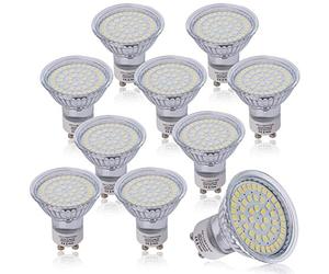 HCFEI Lot de 10 Ampoules LED GU10, 3W équivalent 50W, 430 lumens, Blanc froid 5000K, Pas de scintillement,Verre,100-240V AC, non variable