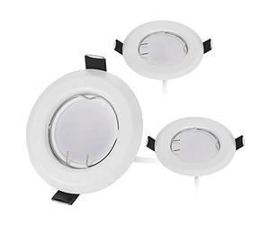 HCFEI Lot de 3 Spot LED Encastrable Dimmable blanc mat avec Ampoule GU10 Module 220V 3W, Blanc Chaud 3000K, Percage 55mm