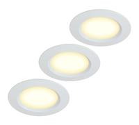 HCFEI - Lot de 3 spots encastrables pour meubles - 12V - Ultraplats - 3W - LED - 55mm - avec câble de 2M - IP44 - Spot de plafond pour armoires de salle de bain, vitrines, meubles et placards (Blanc