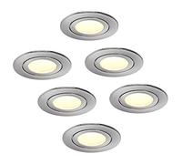HCFEI Lot de 6 Dimmable IP44 LED Spot Encastrable Argent | Aussi pour Salle de Bains | 5W 230V | Blanc chaud