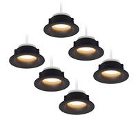 HCFEI Lot de 6 Spots LED Encastrables Dimmables Anti-Éblouissement 5W 4000K Blanc Neutre - Noir, 230V, Compatible Trous 68mm (Salon, Bureau, Couloir)