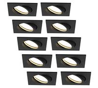 HCFEI Spot LED Encastrable Ultra Plat | 425 Lumen | 230V 5W | Dimmable | Corps Carré | Orientable | Noir (10er - Blanc Chaud)