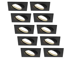 HCFEI Spot LED Encastrable Ultra Plat | 425 Lumen | 230V 5W | Dimmable | Corps Carré | Orientable | Noir (10er - Blanc Chaud)