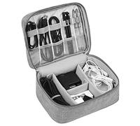 HCFGS Sac de Rangement Câble pour Accessoires, Tech Pouch, Universel Pochette Cable, Sac Organisateur de Câbles Portable pour Bloc d'alimentation de Powerbank, Chargeur, Objets Quotidiens (Gris)