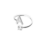 HCFKJ Bague Femme Pas Cher, Ouverture à La Mode Et Simple 26 Lettres avec des Bijoux De Dames D'Anneau De Diamant(Silver, One Size)