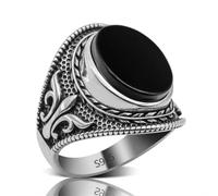 HCGX Bague en argent 925 - Style hip-hop rock, bague de déclaration mariage et d'anniversaire faite à la main(10)