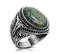 HCGX Bague turque for homme en argent 925 - Faite à la main, style hip-hop rock, cadeau d'anniversaire(7)