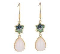 HCGX Boucles d'oreilles en pierre blanche for femmes, bijoux Jade synthétique émail Floral