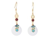 HCGX Boucles d'oreilles en pierre blanche simulée for femmes, goutte d'émail, nuage de bon augure, ton or