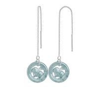 HCGX Boucles d'oreilles en pierre bleue verte for femmes, argent 925, Jade, forme de lapin sculpté, goutte d'eau