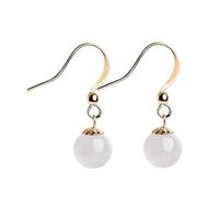 HCGX Boucles d'oreilles en pierre vert clair, argent 925, Jade, for femmes, goutte de perles rondes
