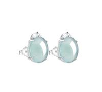 HCGX Boucles d'oreilles en pierre verte, argent 925, Jade, for femmes, clou couronne