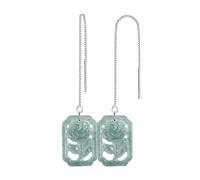 HCGX Boucles d'oreilles en pierre verte, argent 925, Jade, for femmes, Rose sculptée
