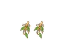 HCGX Boucles d'oreilles en pierre verte synthétique, bijoux branche de feuille plaqué or for femmes(Gold)