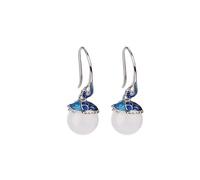 HCGX Boucles d'oreilles pendantes en pierre blanche synthétique, bijoux émail plaqué or, poisson porte-bonheur