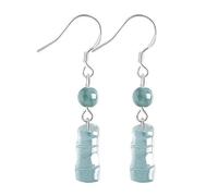 HCGX Boucles d'oreilles pierre verte boucles Jade argent 925 for femmes