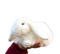 HCGX Lapin bélier réaliste en Peluche de 27 cm, Doux et Mignon, avec Jolies Oreilles(White)