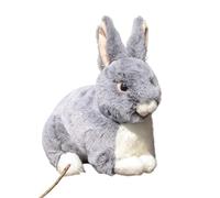 HCGX Peluche Lapin de 27 cm, lièvre réaliste, Doux et câlin, Gris