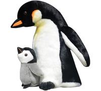 HCGX Peluche Manchot Empereur de 29 cm avec Poussin, Douce et câline (Aptenodytes forsteri)