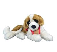 HCGX Peluche Saint-Bernard Réaliste 25cm avec Tonneau - Ultra Douce & Adorable, Grand Chien Câlin (B)