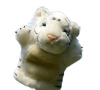 HCGX Simulation de marionnette à Main Tigre Mignon, Jouet en Peluche, poupée du Zodiaque Blanc, Confort Parent-Enfant, Cadeau ventriloque(White)